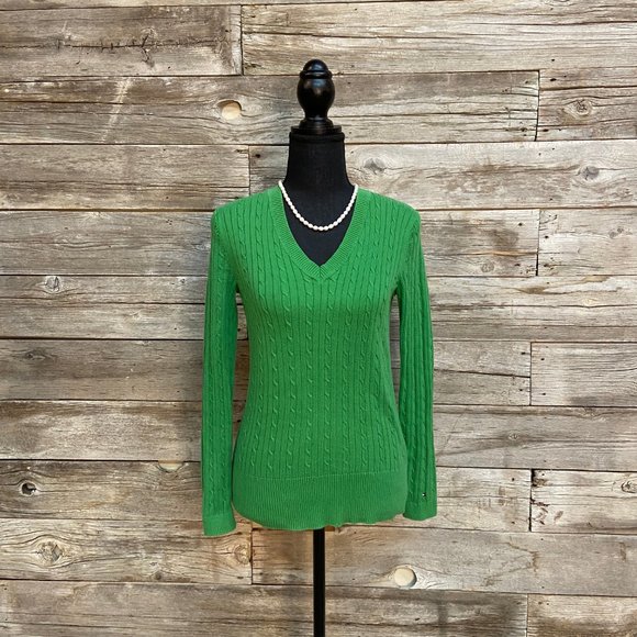 💚 Bright Green Tommy Hilfiger Sweater 💚 - Picture 4 of 7